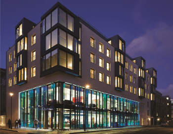 GAE 2012 Finalist -- The Fitzrovia Apartments Exterior Shot of Phase 1 of 50 Bolsover Street, Orthopaedic Hospital below and apartments above. Photo credit: HOK Architects